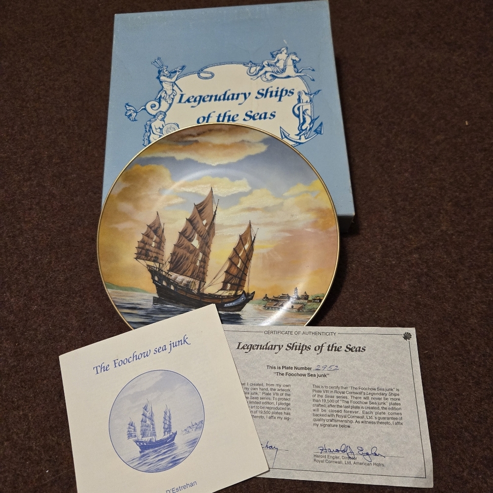 1981 Royal Cornwall "The Foochow" Collector Plate by Artist D'Estrehan
